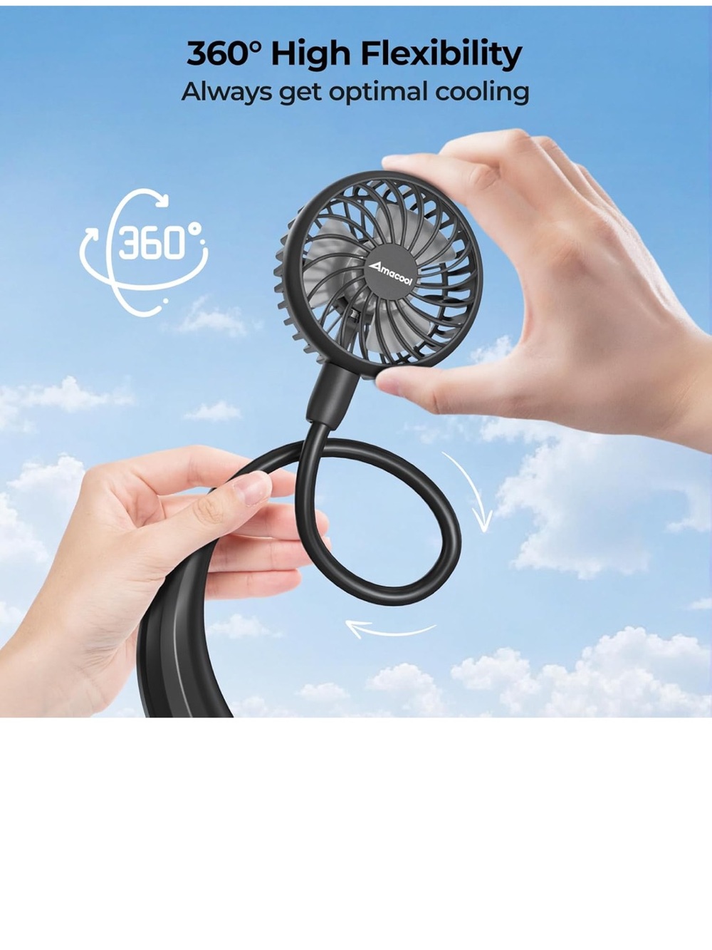 Hanging Neck Fan - Black Portable Hands-Free Cooling NIB retail $25 - Picture 4 of 5